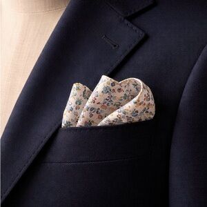 Original Penguin Floral Pocket Square - Cream with Multicolor Print